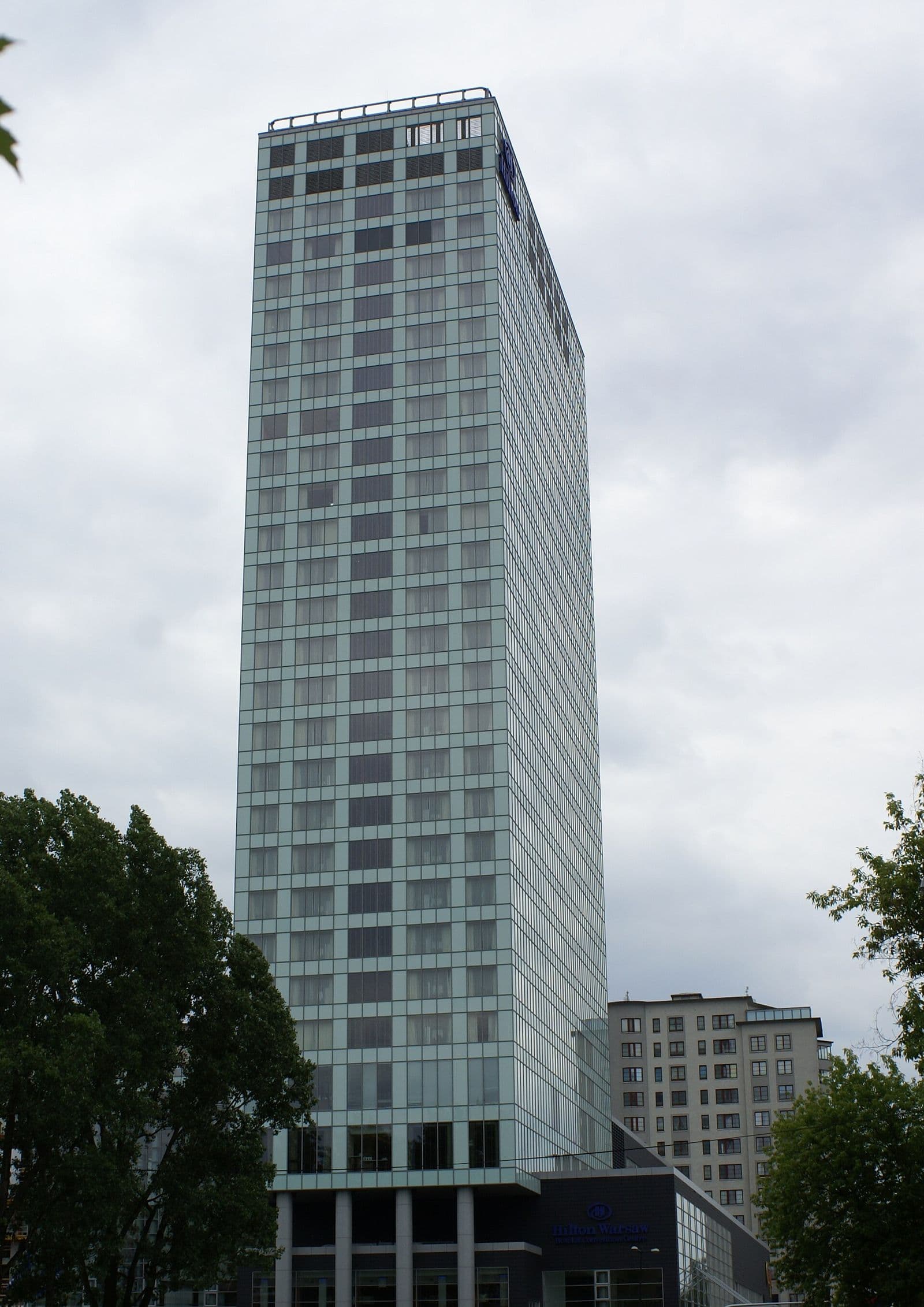 The glass tower of Hilton Warsaw City on Grzybowska