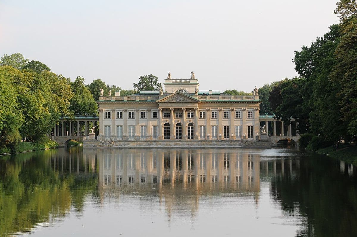 The Palace on the Isle in Łazienki Królewskie, reflected in the lake