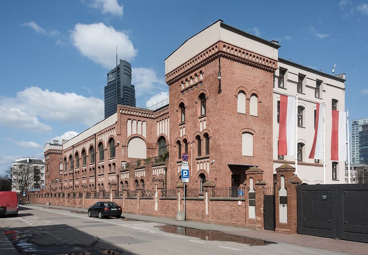The red-brick buildings of the Warsaw Rising Museum on Grzybowska